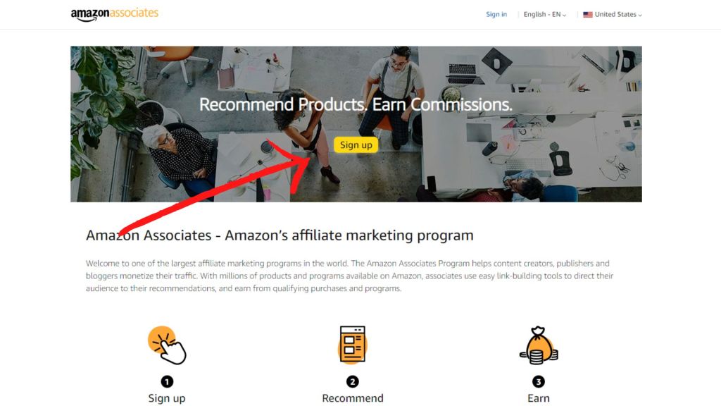 Amazon Affiliate Sign Up Button