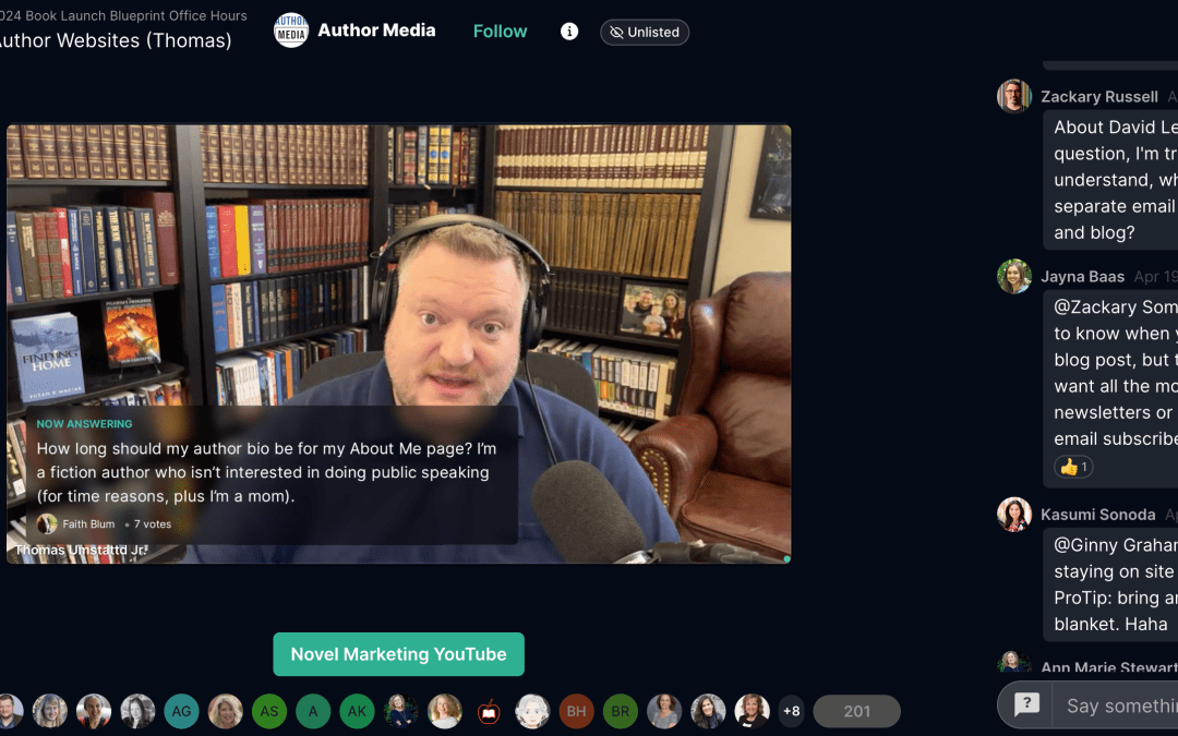 Thomas Hosting an author webinar